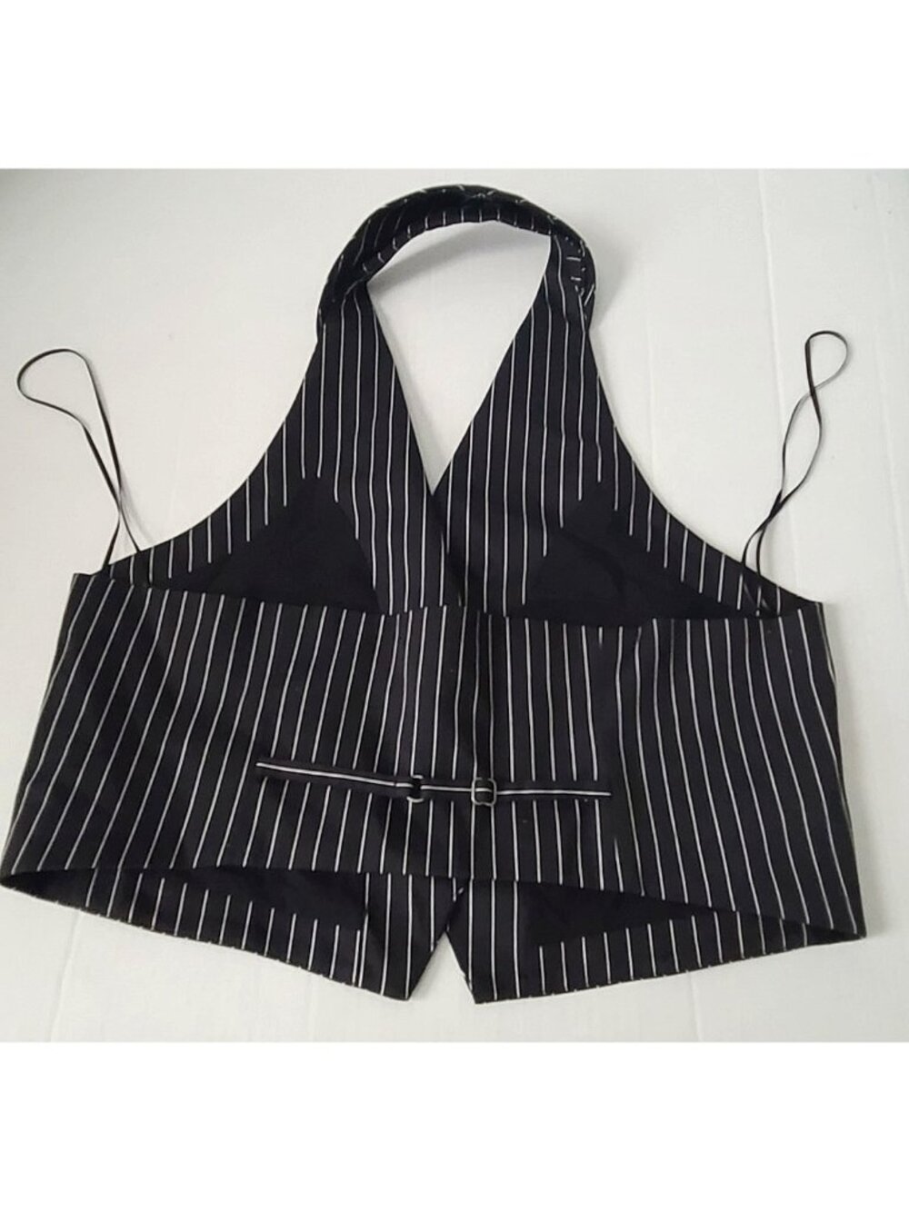 Anthropologie Maeve Pinstripe Halter Vest Sz 12 Black White Preppy Classic NWT - Picture 4 of 10